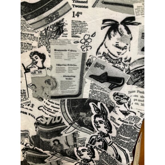 No Comment NY.LA Medium Womens Long Sleeve Newspaper Print Cropped Turtleneck To - Picture 4 of 7